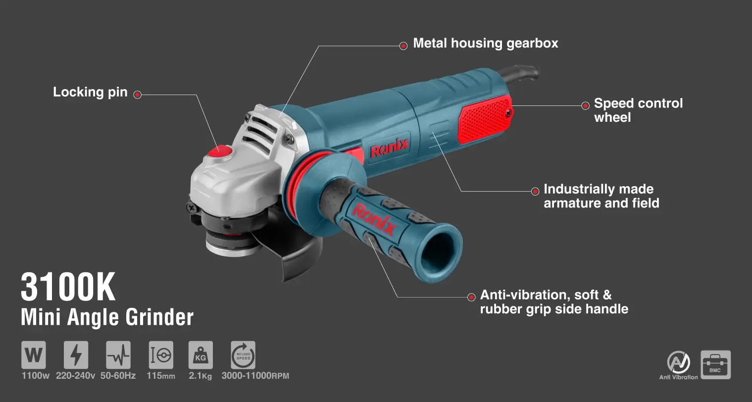 Mini Angle Grinder kit 1100W-115mm