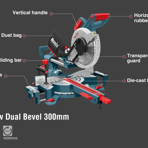 Dual Bevel Sliding Miter Saw 1500W-300mm