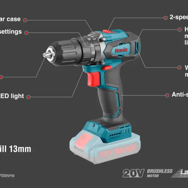 20V Brushless impact Drill 13mm-45N.m