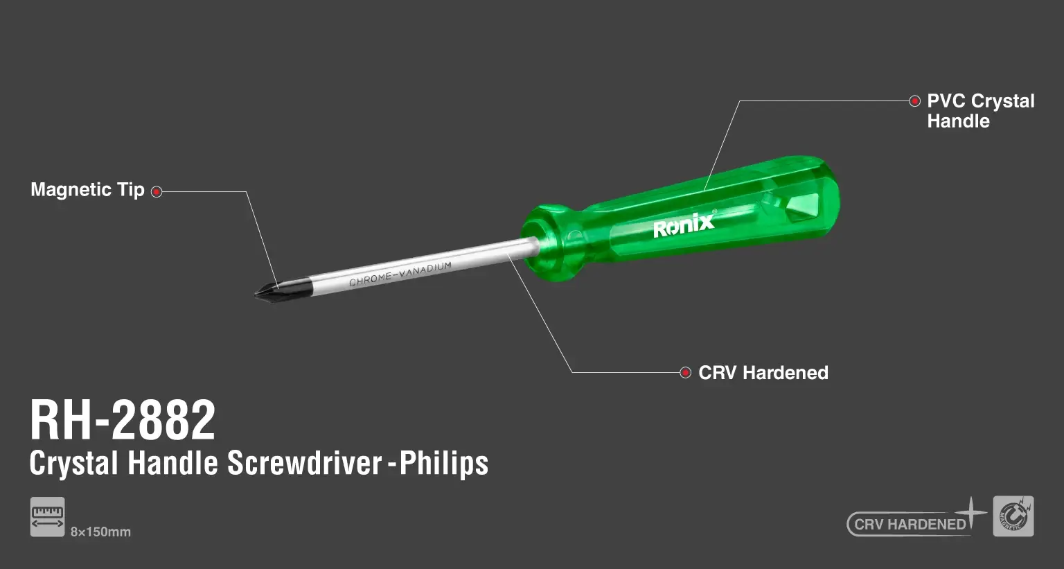 Crystal Phillips Screwdriver 8x150mm