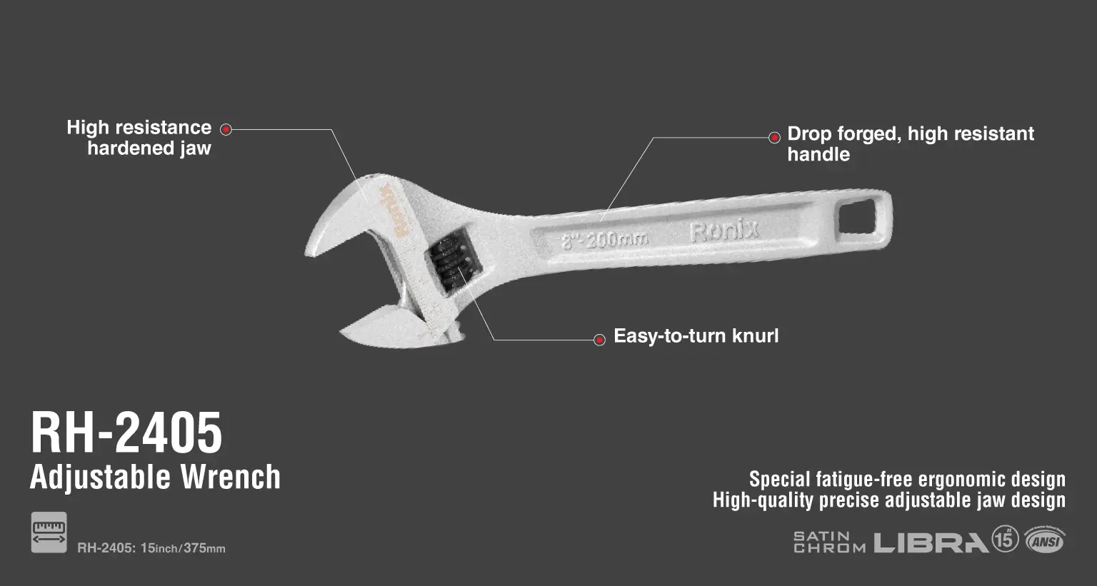 Adjustable Wrench 15 inch-Libra Series