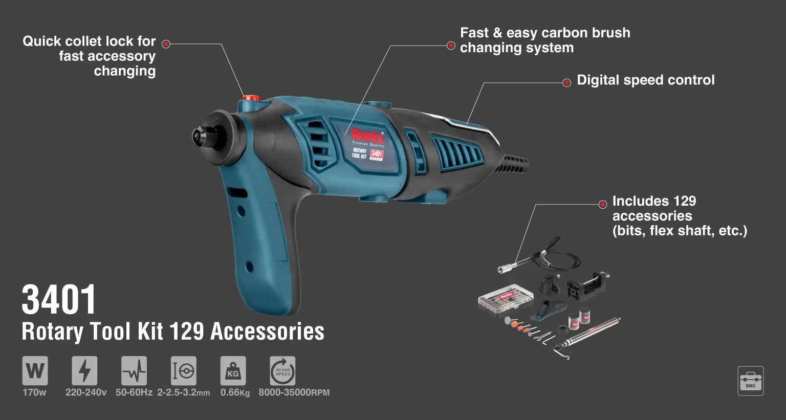 Rotary Tool Kit 170W-3.2mm
