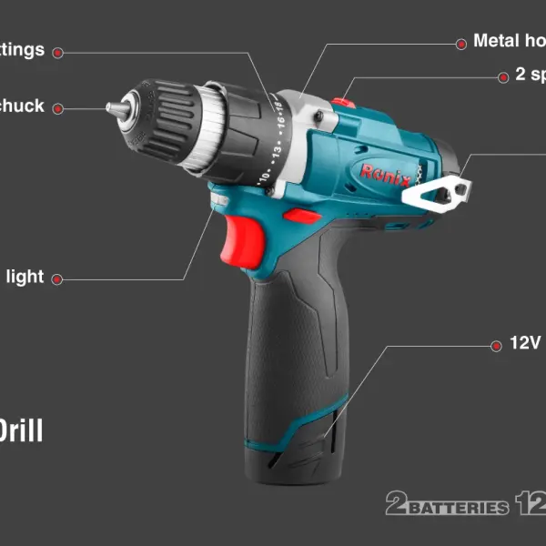 12V Cordless Drill Driver 10mm- 30N.m-Tesla Series