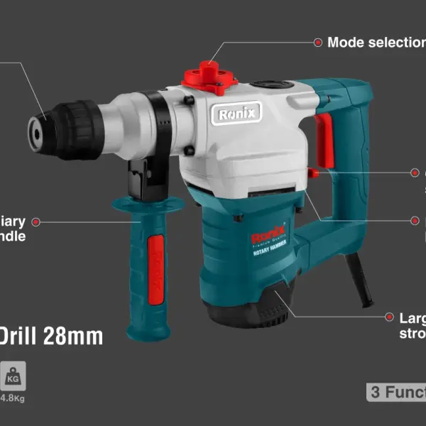 Rotary hammer 1100w-28mm