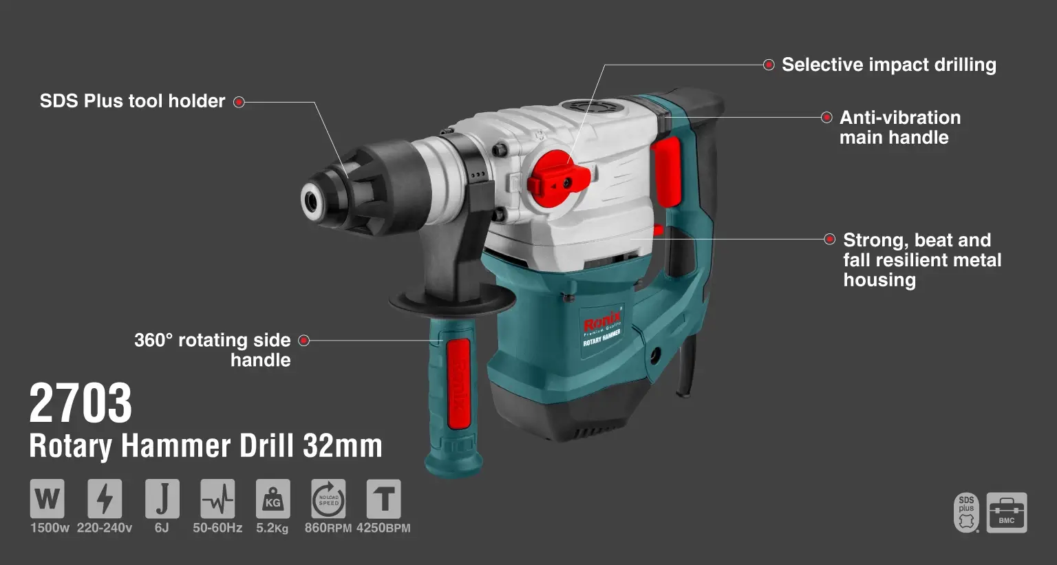 Rotary Hammer 1500W-32mm