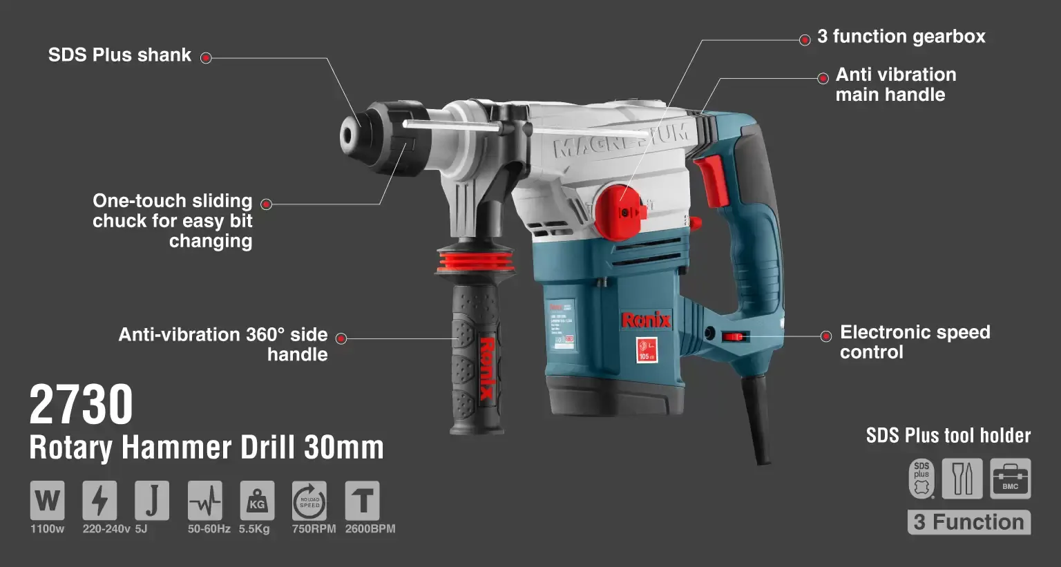 Rotary Hammer 30mm-1100W