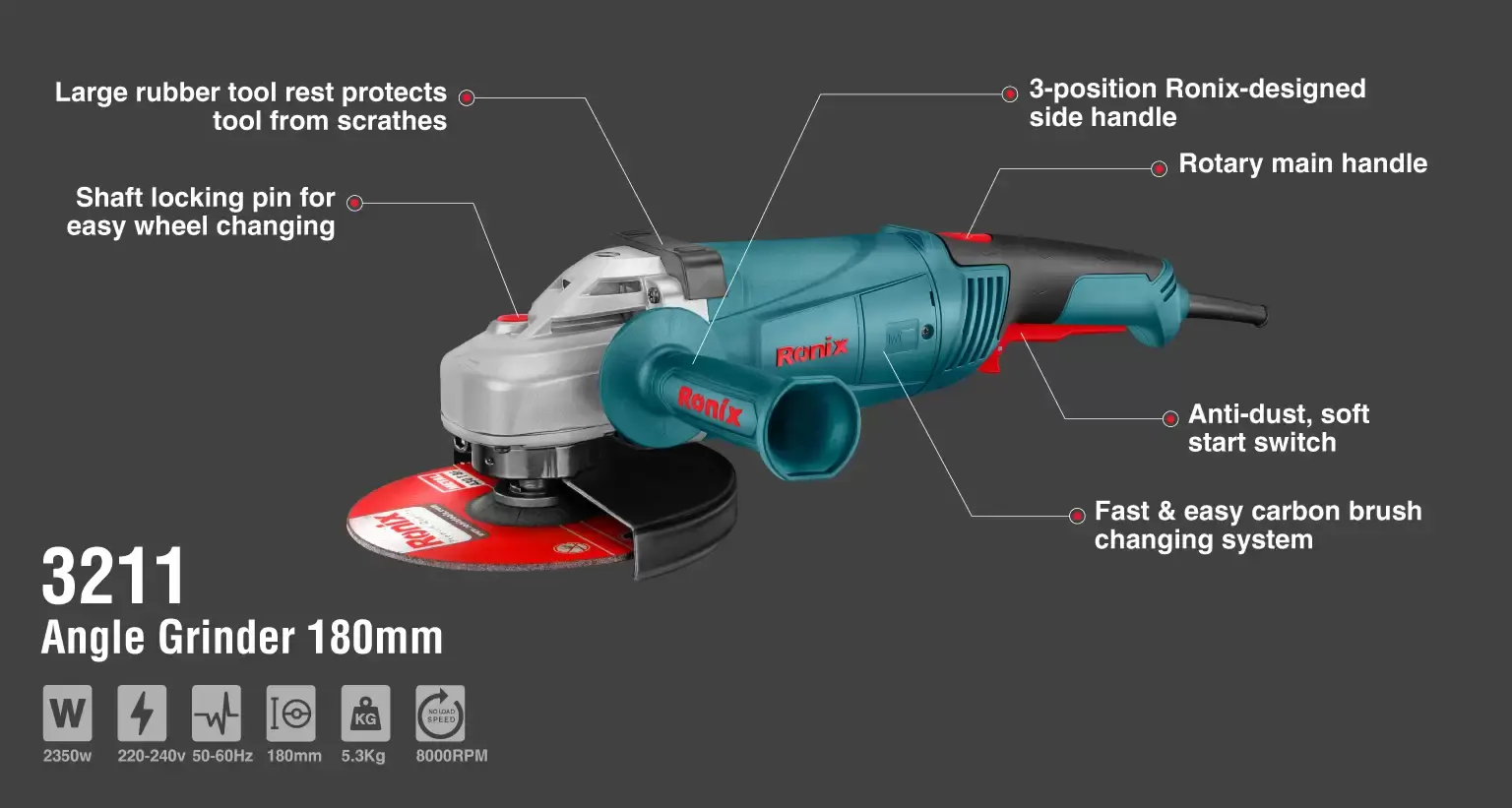 angle grinder 2350w 180mm