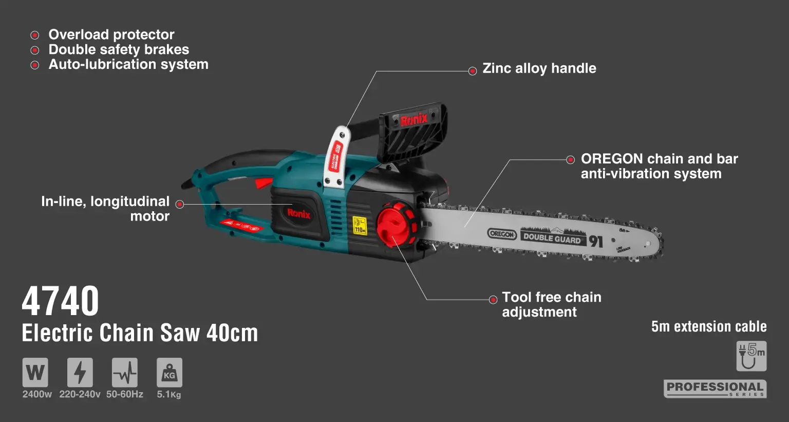 Electric Chain Saw 2400W-40cm