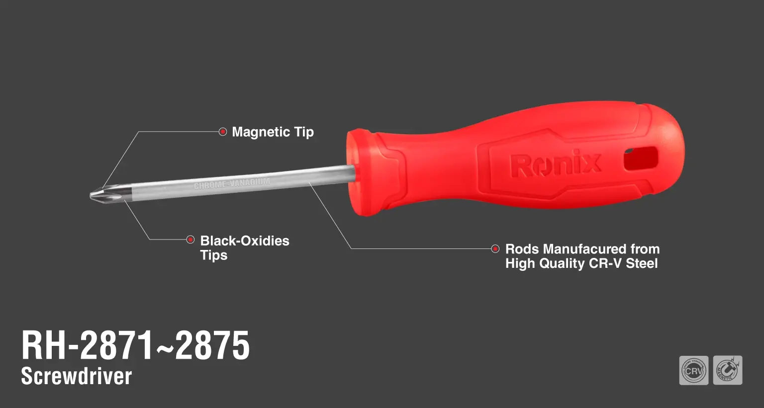 Plastic Handle Phillips Screwdriver 6x125mm-1color