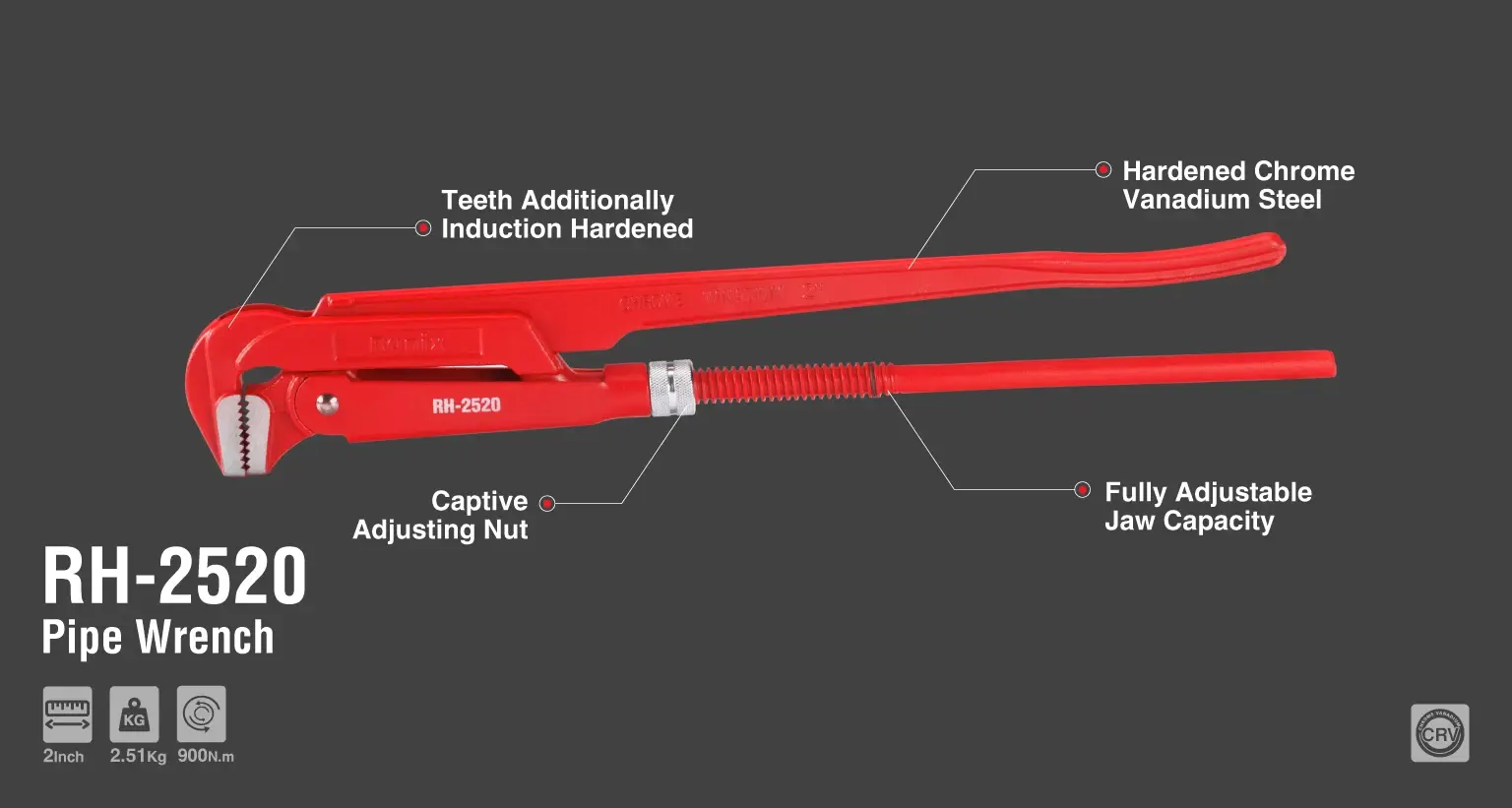 Bent nose plier wrench 2 inch