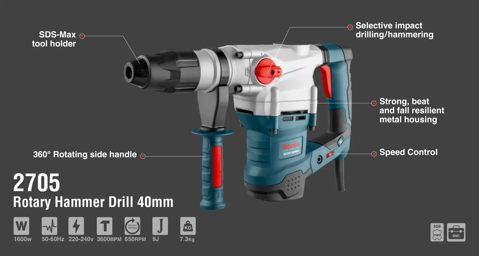 Rotary Hammer 1600W-40mm