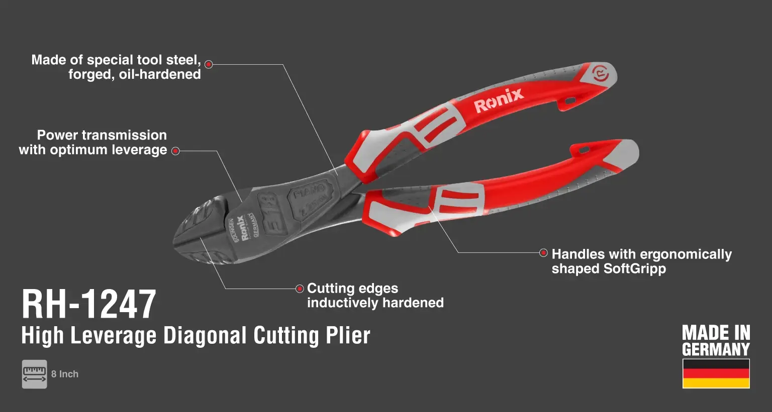 High Leverage Diagonal Cutting Plier 7 inch German