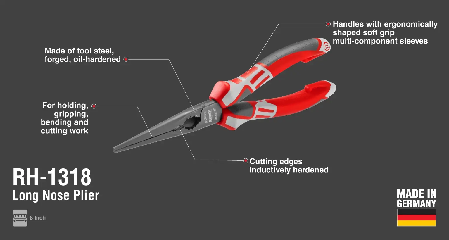 Long Nose Plier 8 inch German