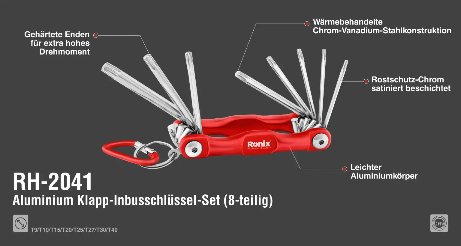 Aluminium Foldable Torx Key Set (8Pcs)