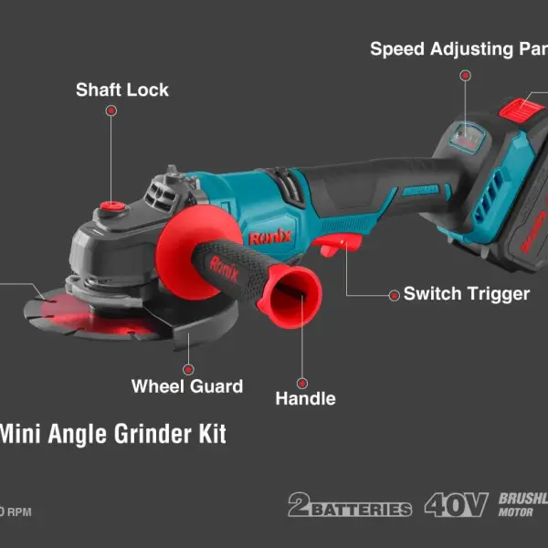 40v Brushless Cordless mini angle grinder kit 125mm