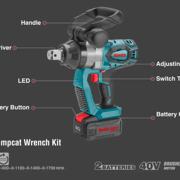40V Brushless Cordless impact Wrench Kit 2000 N.m-1 inch
