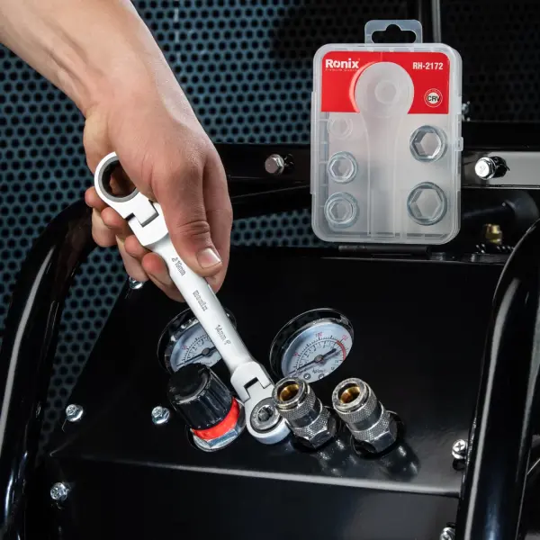 7 in 1 flex head double box end ratcheting wrench set